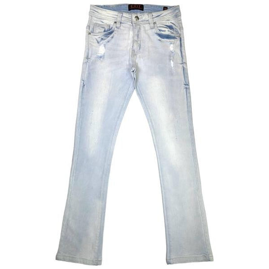 Exit Stacked Flare Ice Blue Jeans Ex-6688