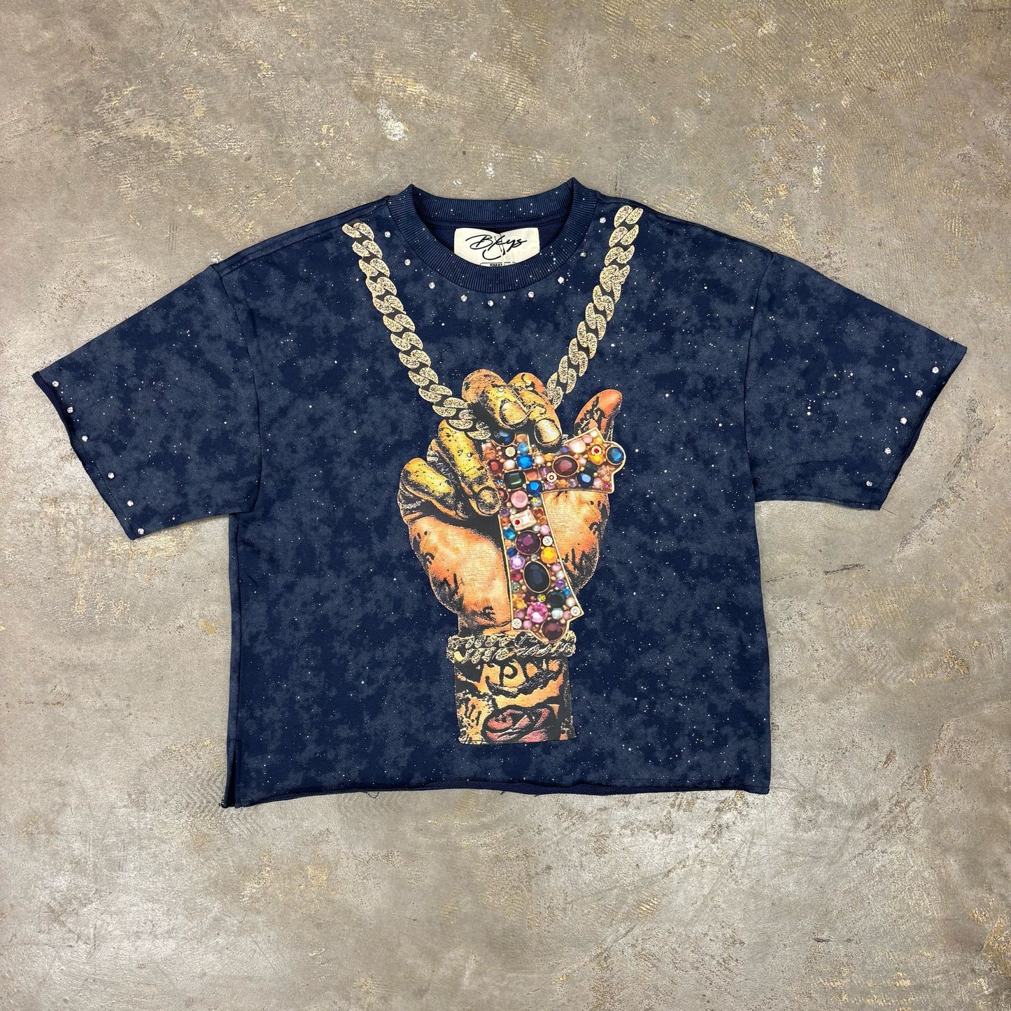 Bkys Faith Cropped Navy T-Shirt