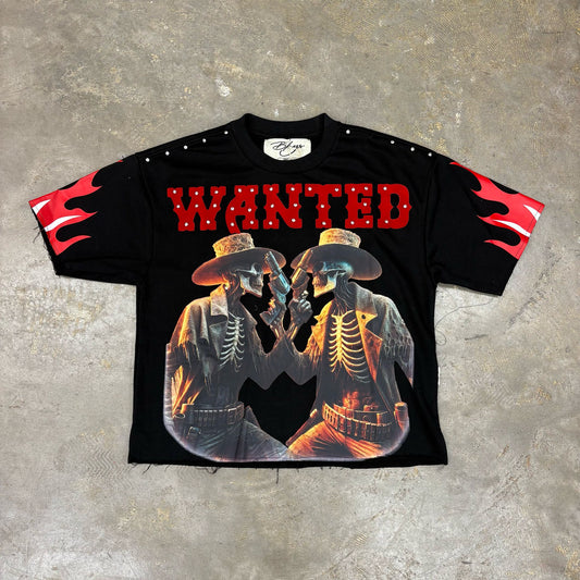 Bkys Wanted Cropped Black T-Shirt