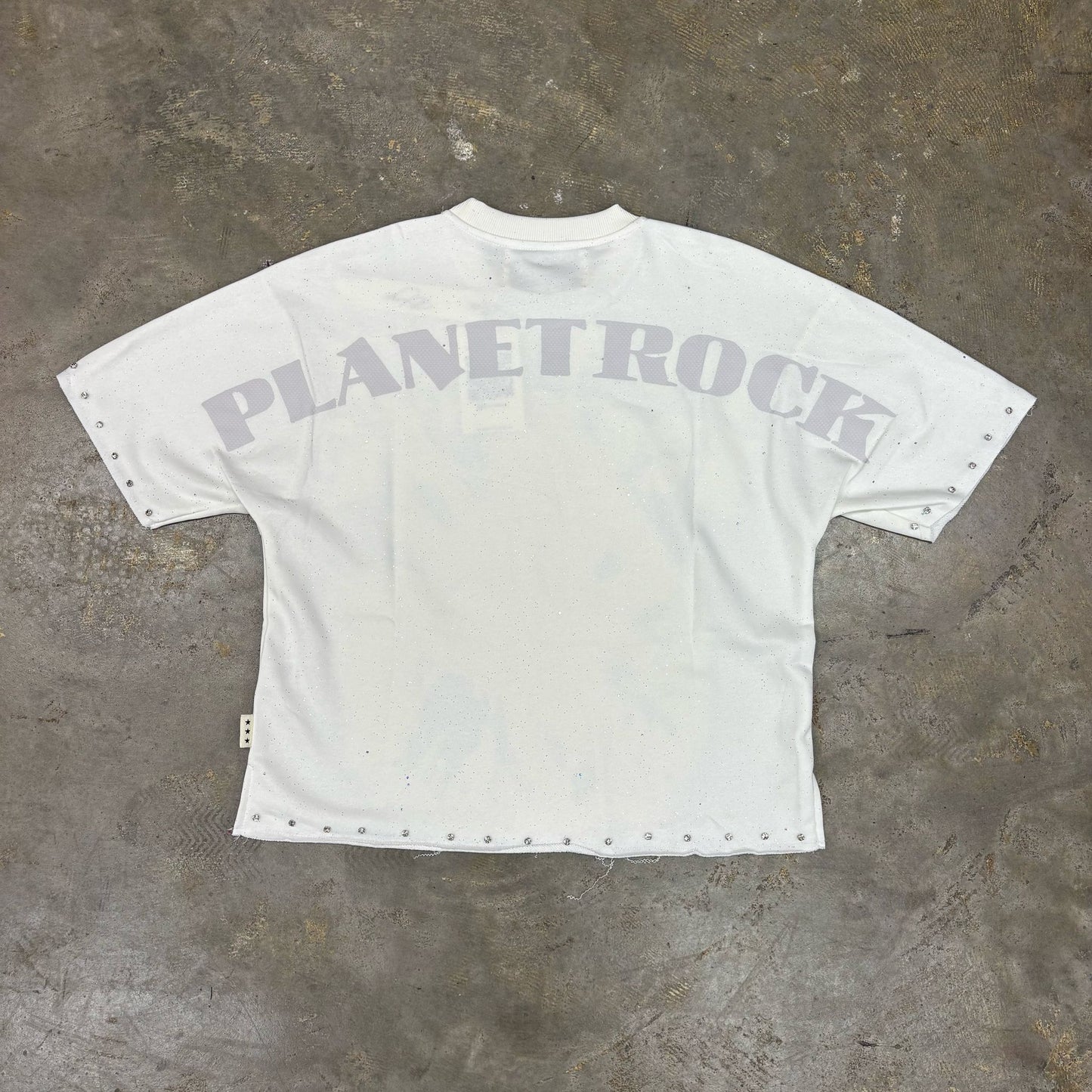 Bkys Planet Rock Cropped White T-Shirt