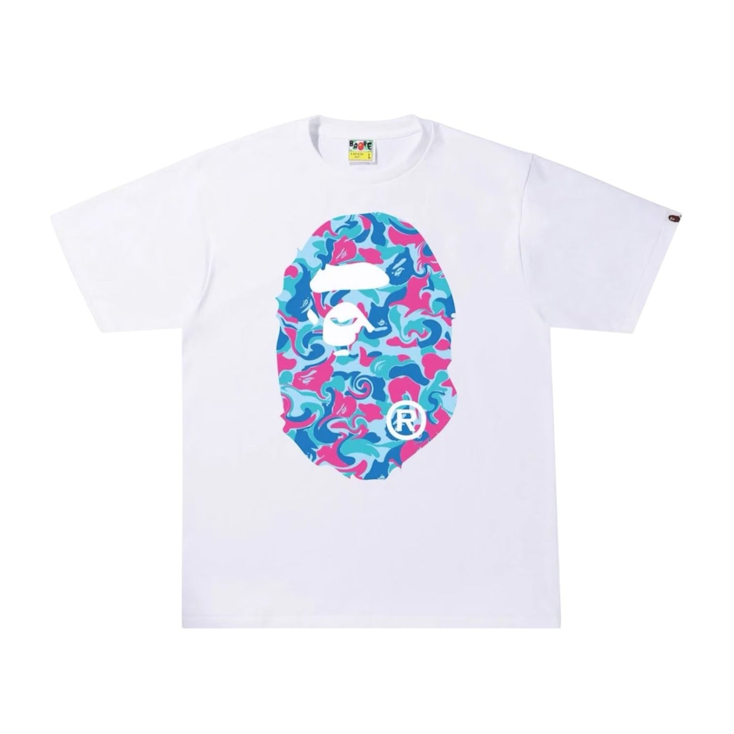 A Bathing Ape Bape " BAPE Marble Camo Big Ape Head " White T-Shirt