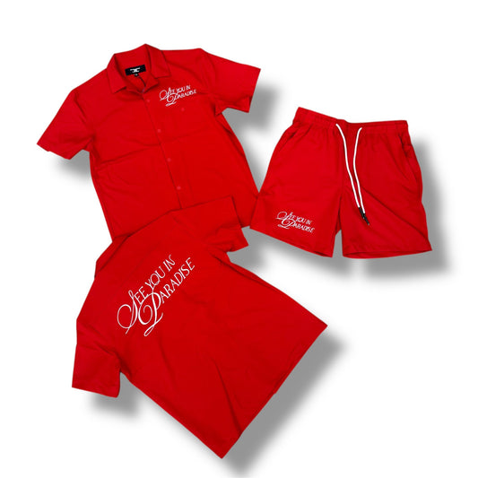 Jordan Craig See you In Paradise Red Short Set Men's