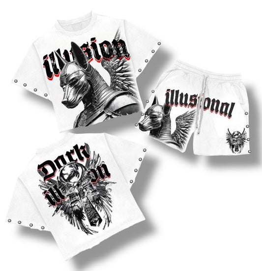 Dark Illusions ( Anubis Set ) White Cropped Short Set