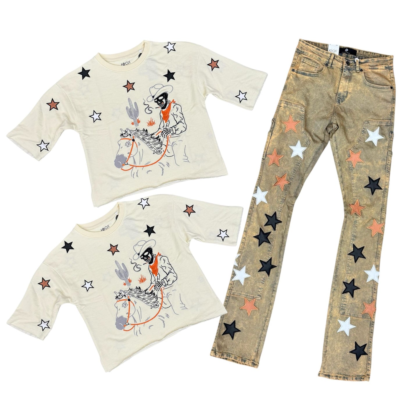 Focus Denim All Over Stars Vintage Flare Stacked