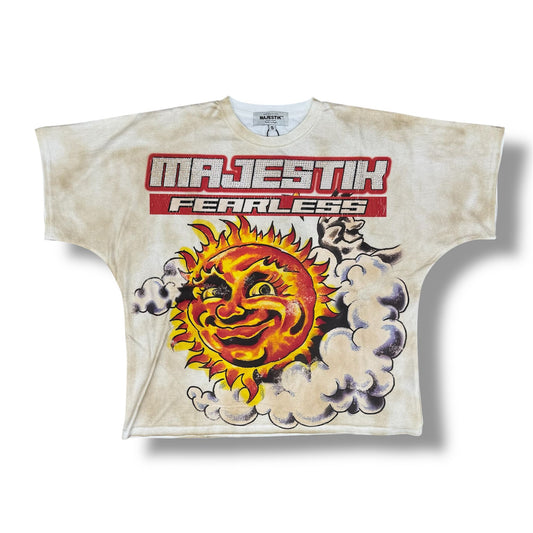 Majestik Mr.Sunny Egg-Shell Cropped T-Shirt