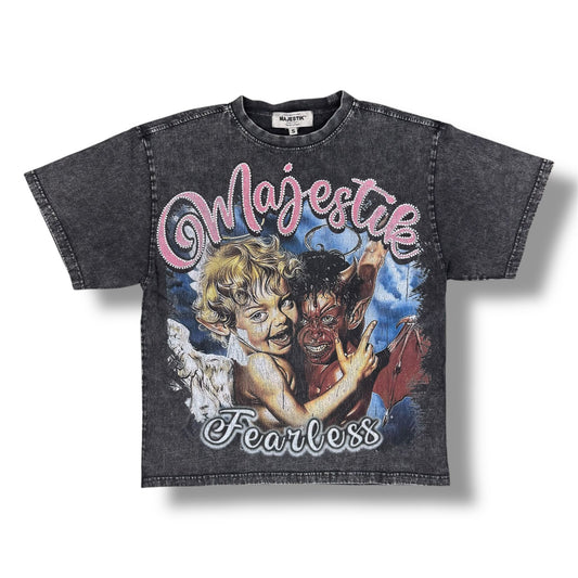 Majestik Angel Wash Grey  Cropped T-Shirt