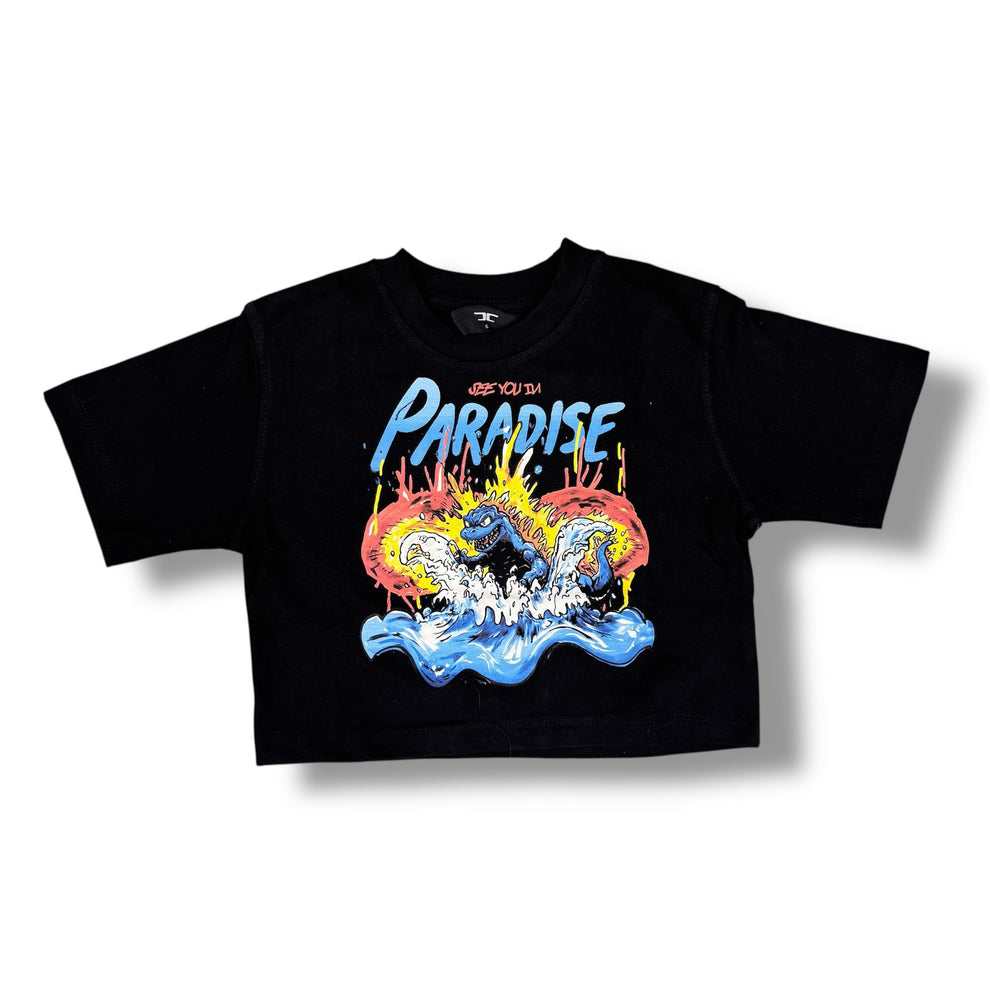 Jordan Craig Printed Cropped Black T-Shirts Boy's