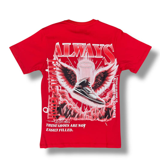 DENIMICITY ALWAYS FLING HIGH STINED OUT RED T-SHIRT