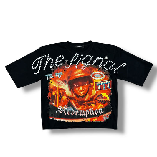 Papercut "redemption" Black Cropped T-Shirt