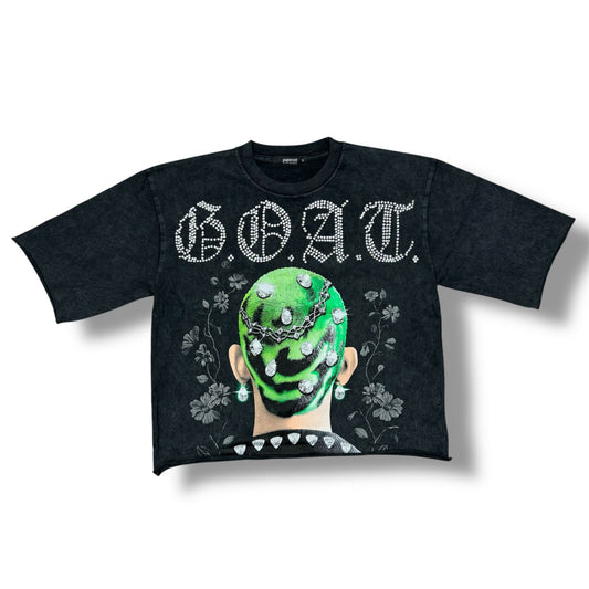 Papercut "Goat " Wash Black Cropped T-Shirt