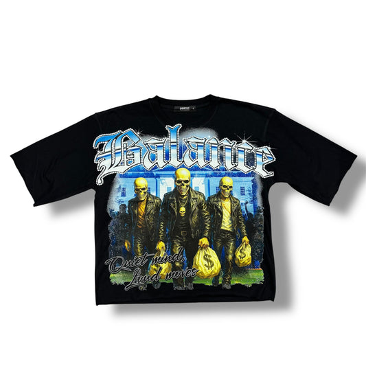 Papercut "Balance" Black Cropped T-Shirt
