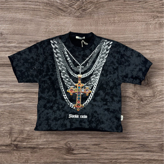 Bkys Stackin Packs Off Black Cropped T-Shirt
