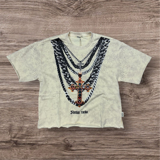 Bkys Stackin Packs Off White  Cropped T-Shirt