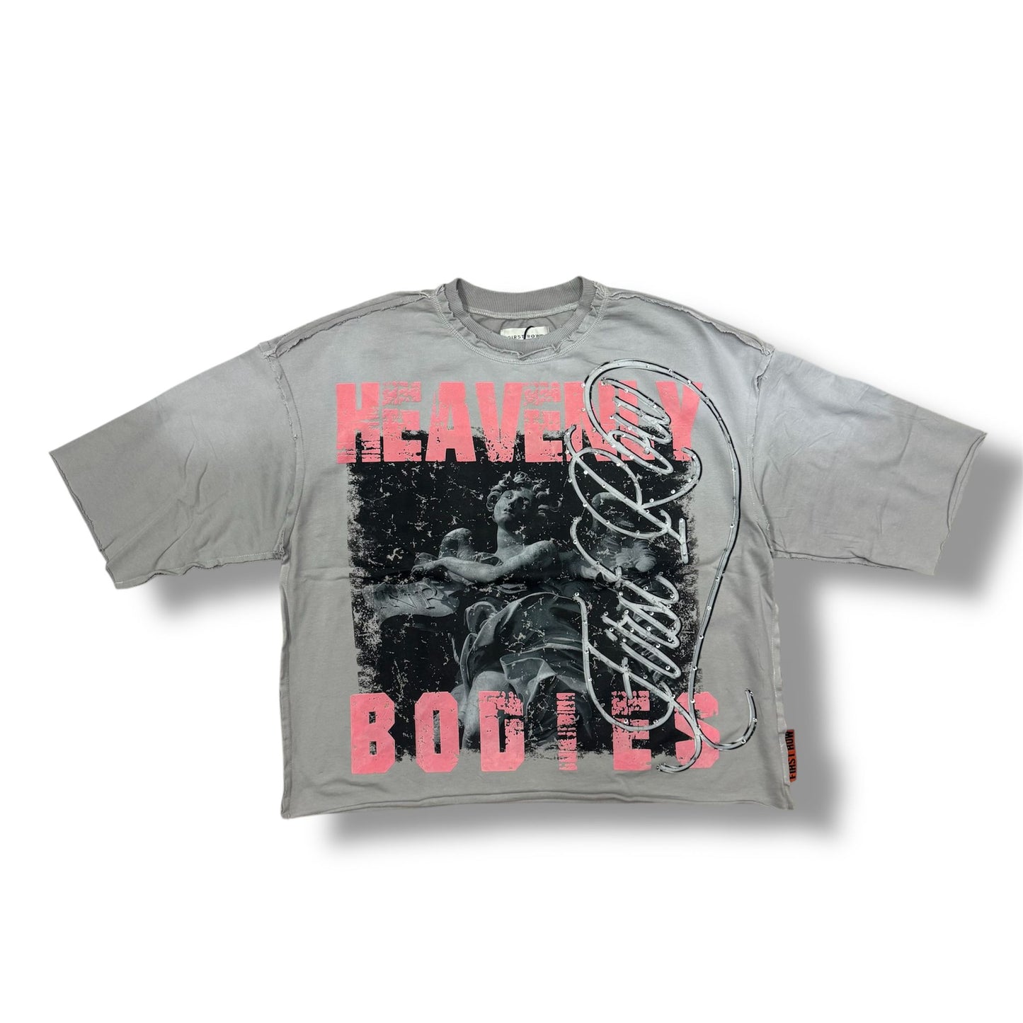 First Row heaven Light Grey Cropped T-Shirt