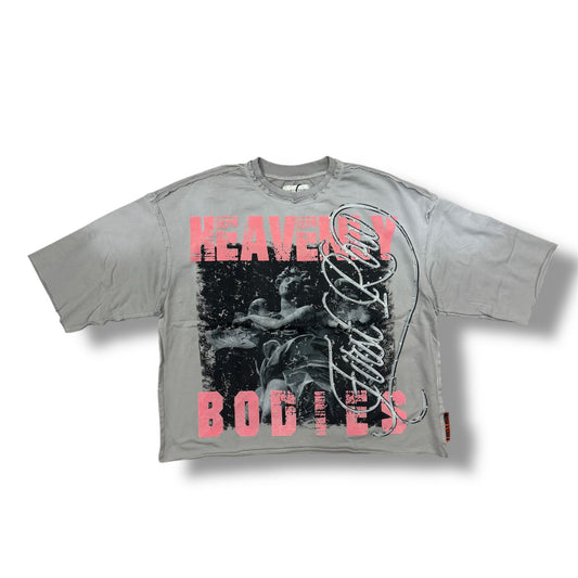 First Row heaven Light Grey Cropped T-Shirt