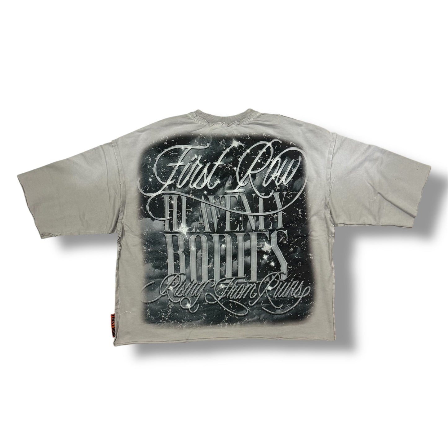 First Row heaven Light Grey Cropped T-Shirt