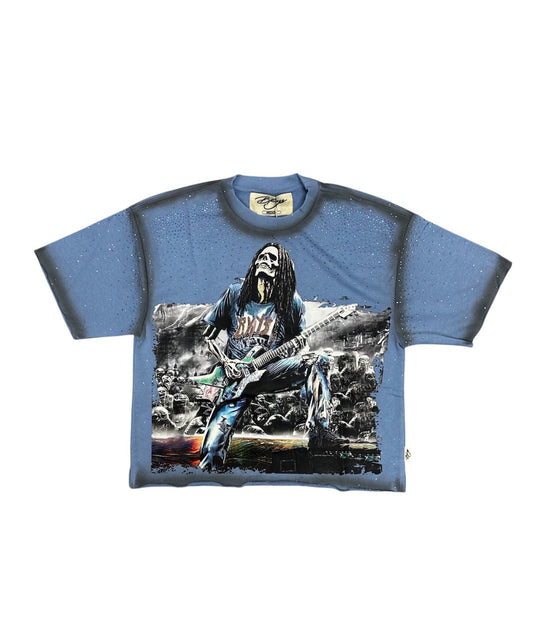 Bkys Fear No Art Blue Cropped T-Shirt