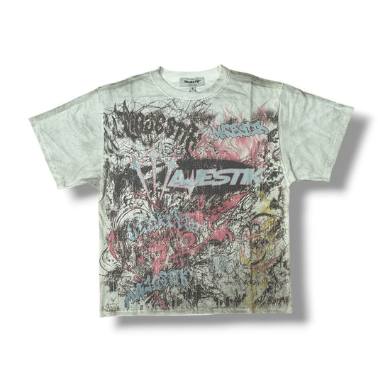 MAJESTIK Scribble Dirty White Black T-Shirt