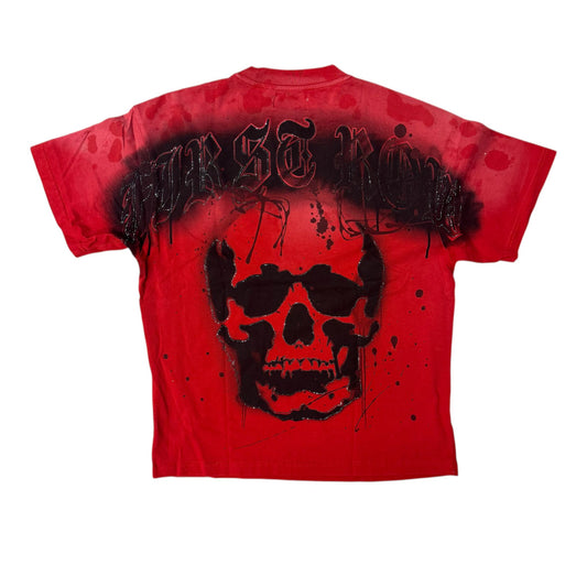 First Row Skeleton  Wash Red T-Shirt