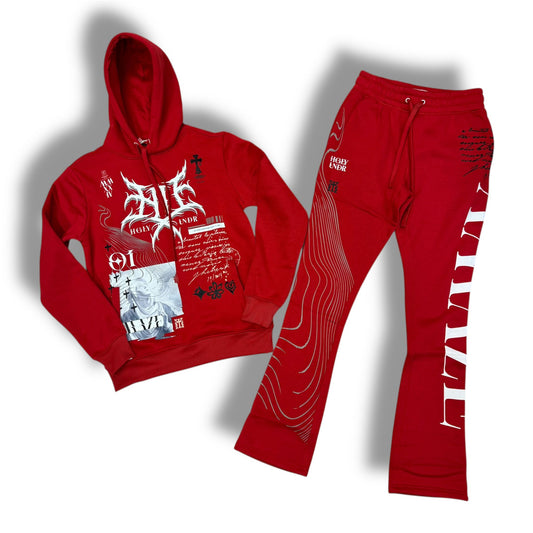 Highly Undrtd Amaze Red Pullover Jogger Set