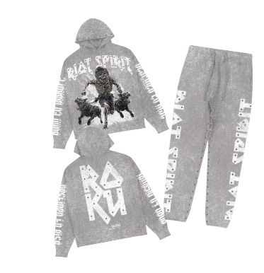 Roku Studio " Riot Spirit Enzyme  Jogger Set Washed Grey