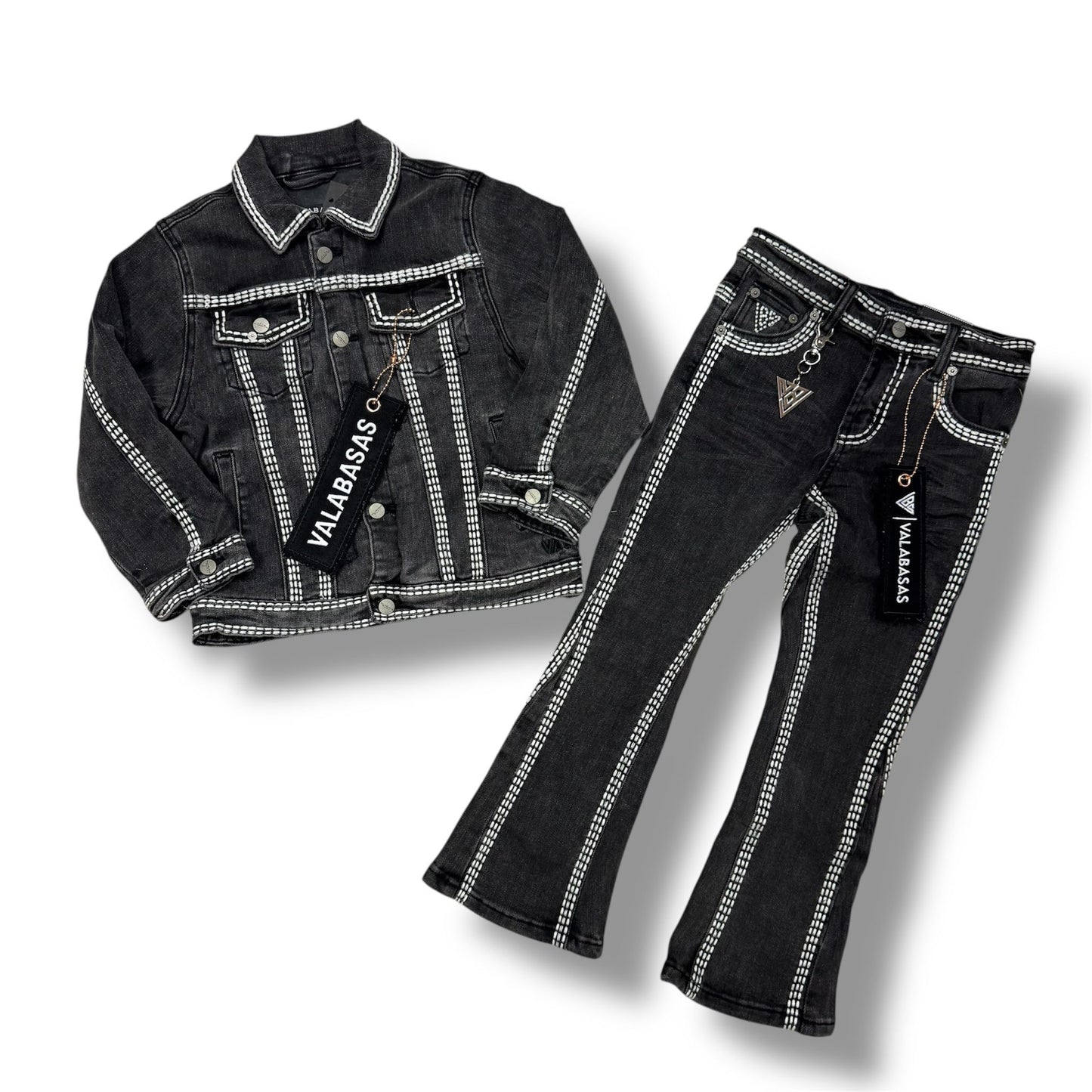 Valabasas Treasury Kids Grey Black Denim Set