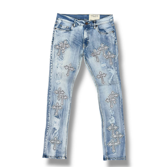 Fwrd Slim jeans Crystalized  Ice Blue/White
