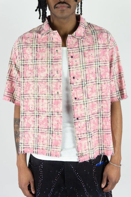 R3bel Denim Plaid Pink Shirt