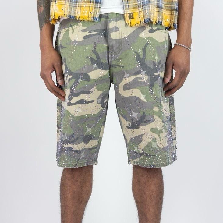 R3bel Denim Camo Shorts