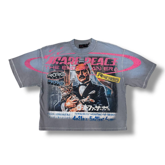 Pare Peace Print Rhinestone Grey T-Shirt