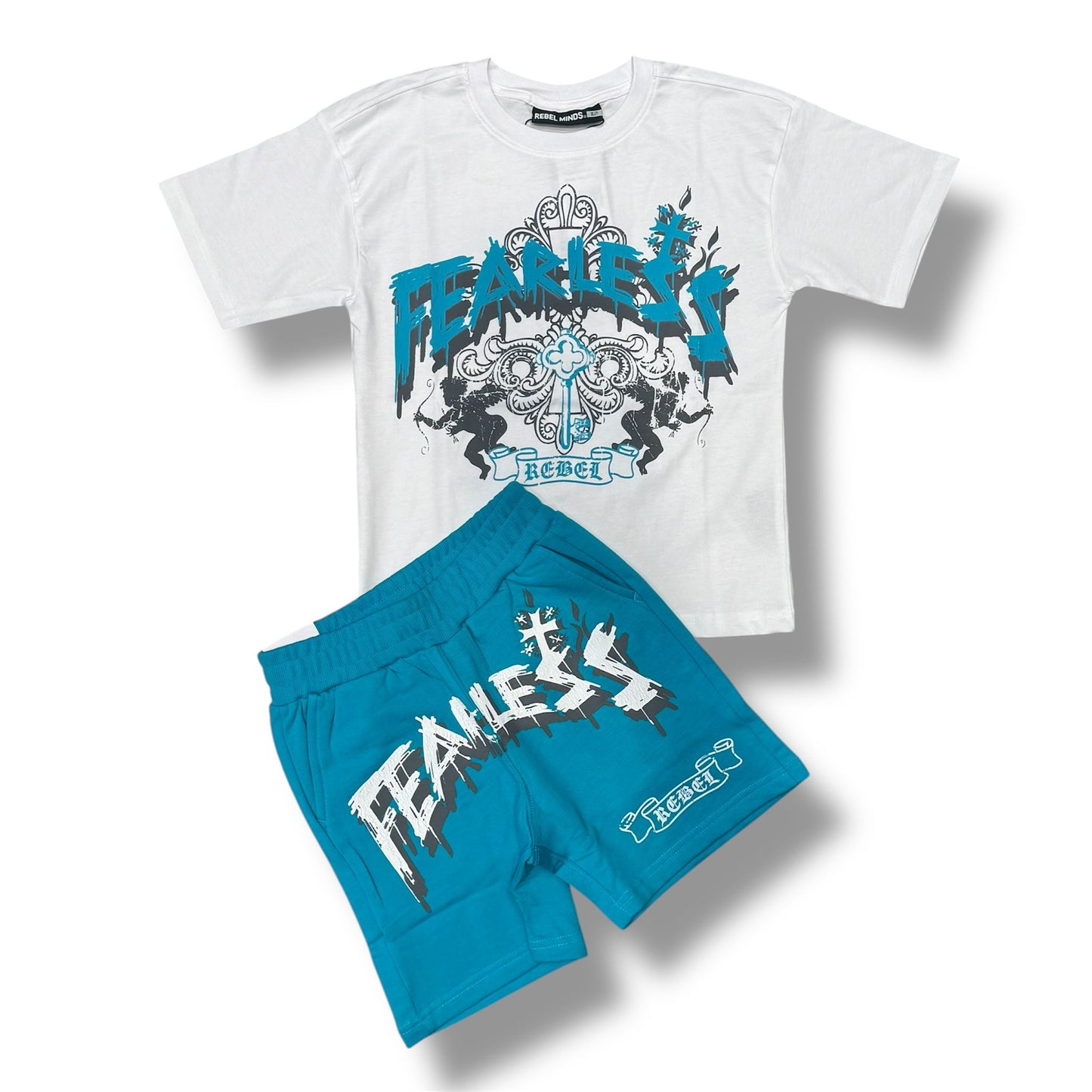Rebel Minds Fearless Turquoise Boy's Short Set