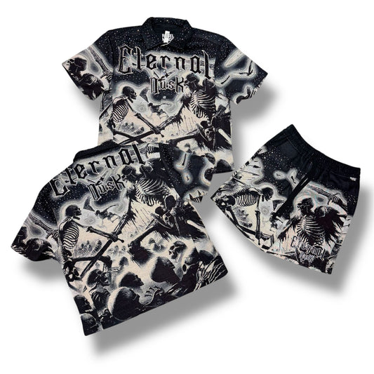 Rebel Minds Eternal Dusk Tapestry Men's Short Set Black