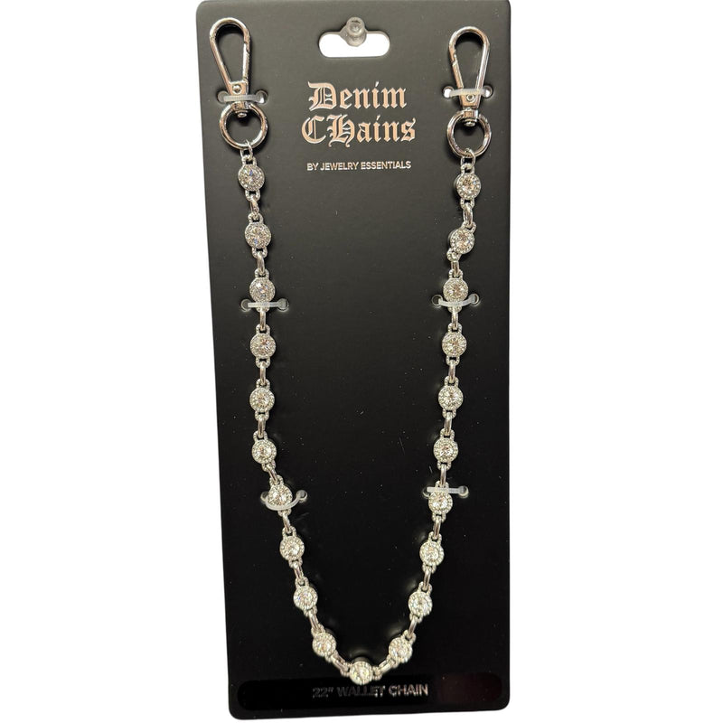 Iced Round Jeans Chain 22" Silver (Wallet Chain) "274"