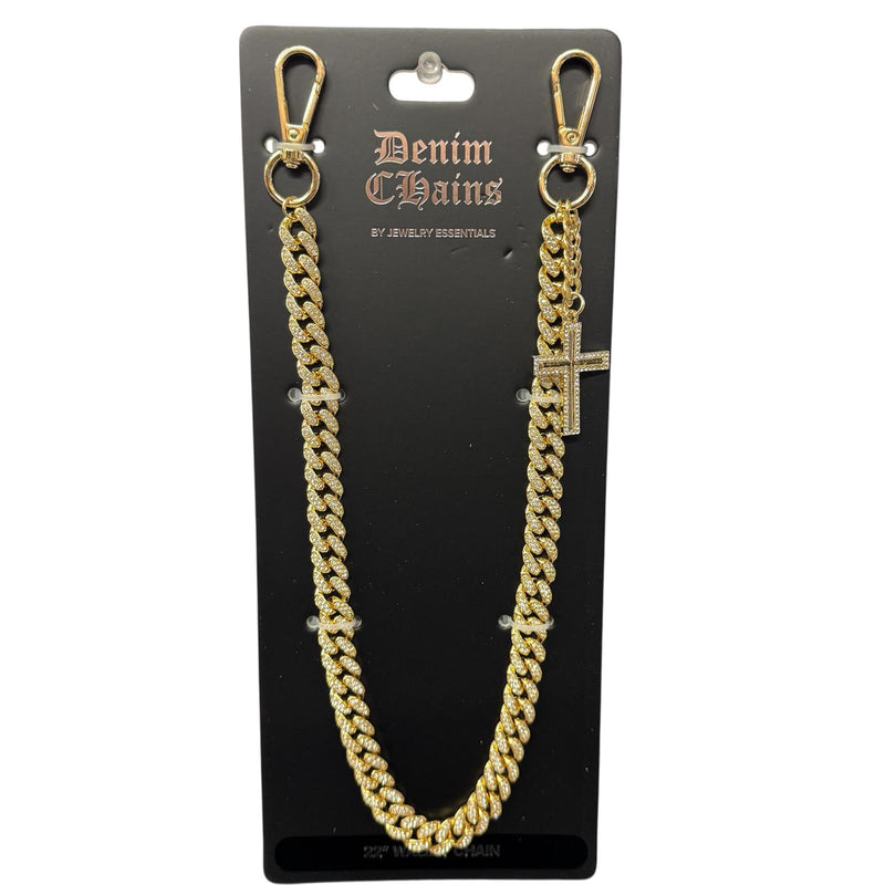 Iced Cross Jeans Chain 22" Gold (Wallet Chain) "268"