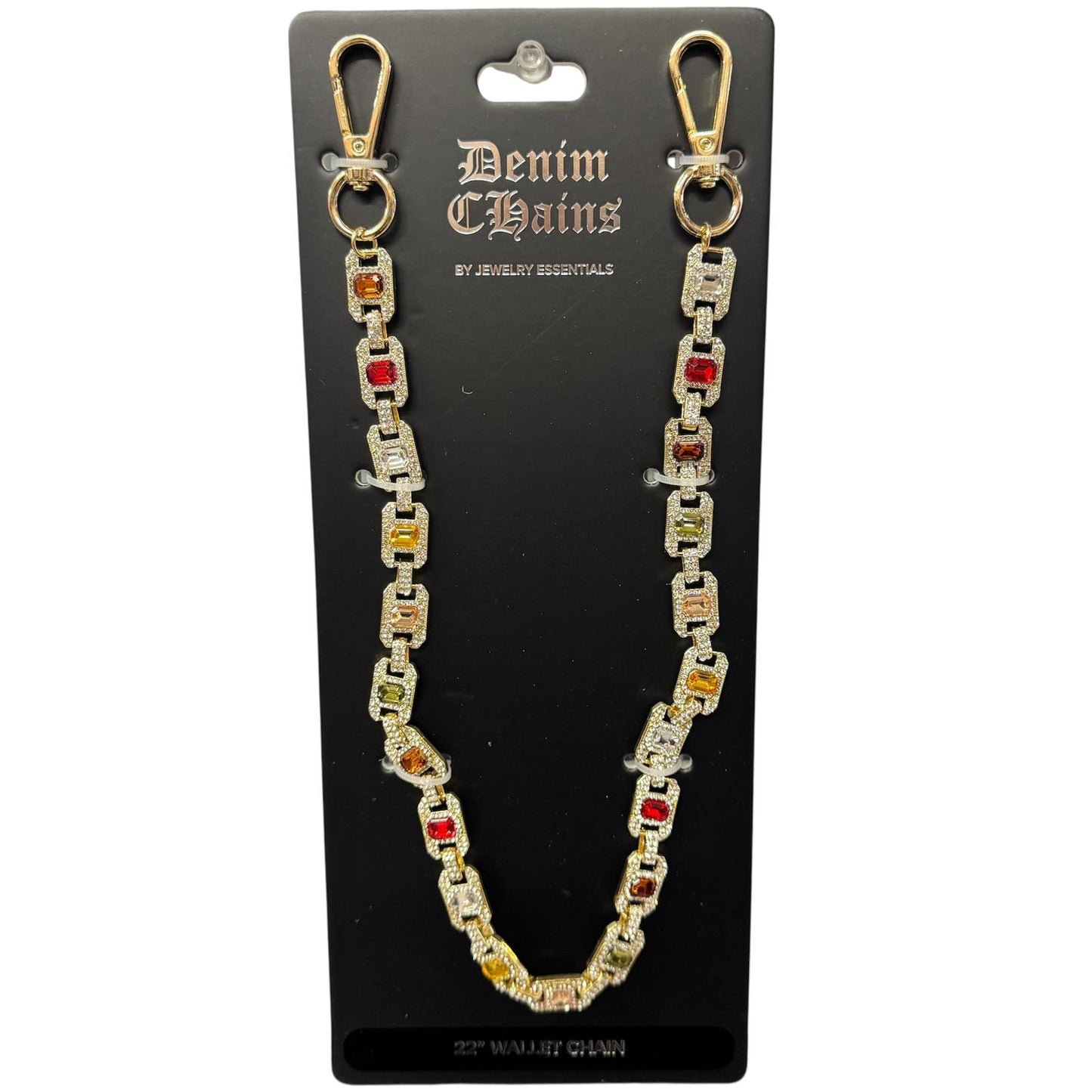 Iced Gemstone Jeans Chain 22" Gold (Wallet Chain) "270"