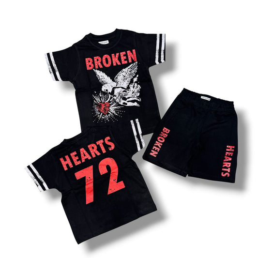 Fwrd Broken Heart Black Short Set  " Kids "