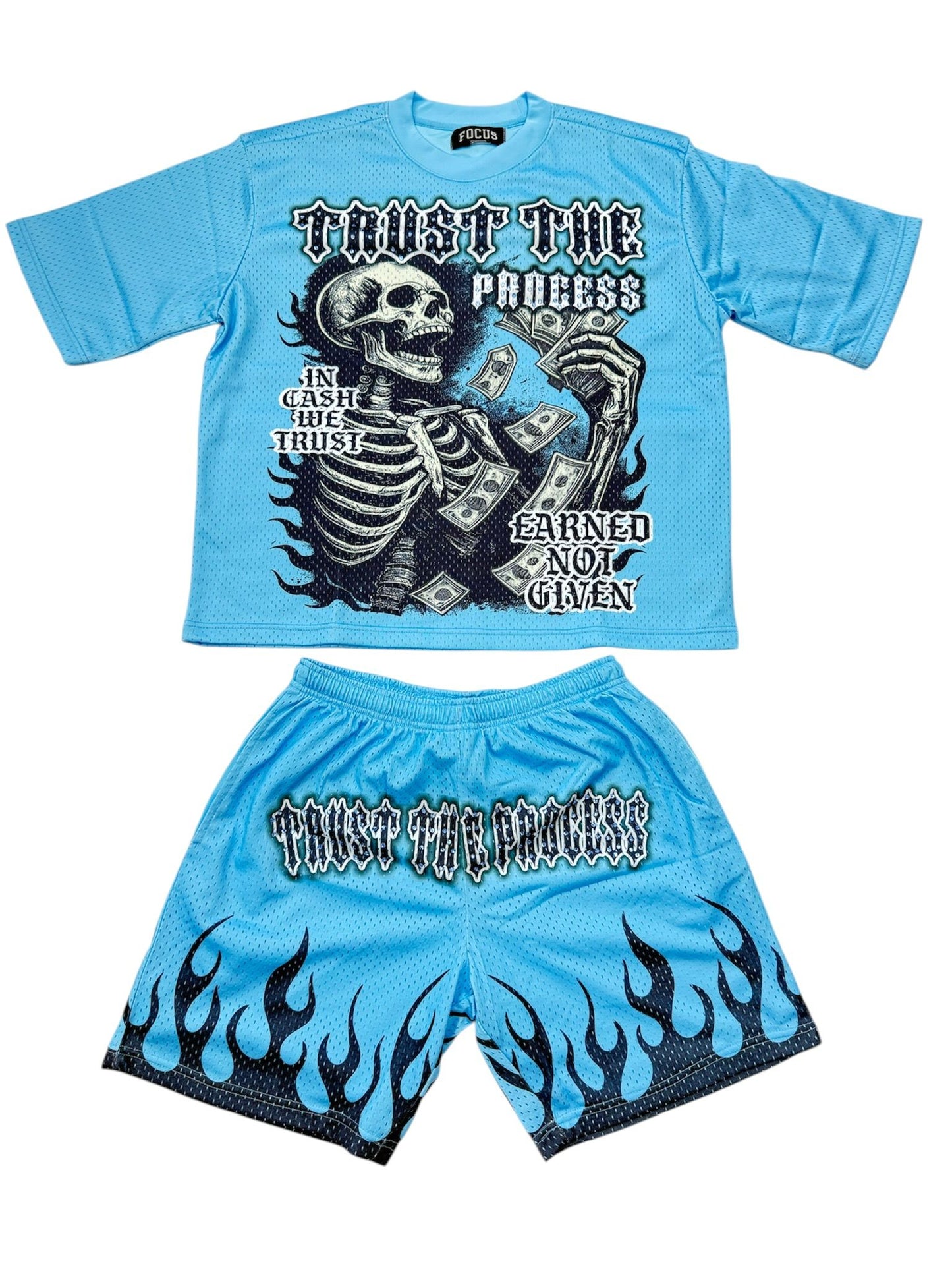 Focus Trust The Process Short Set Sky Blue