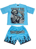 Focus Trust The Process Short Set Sky Blue