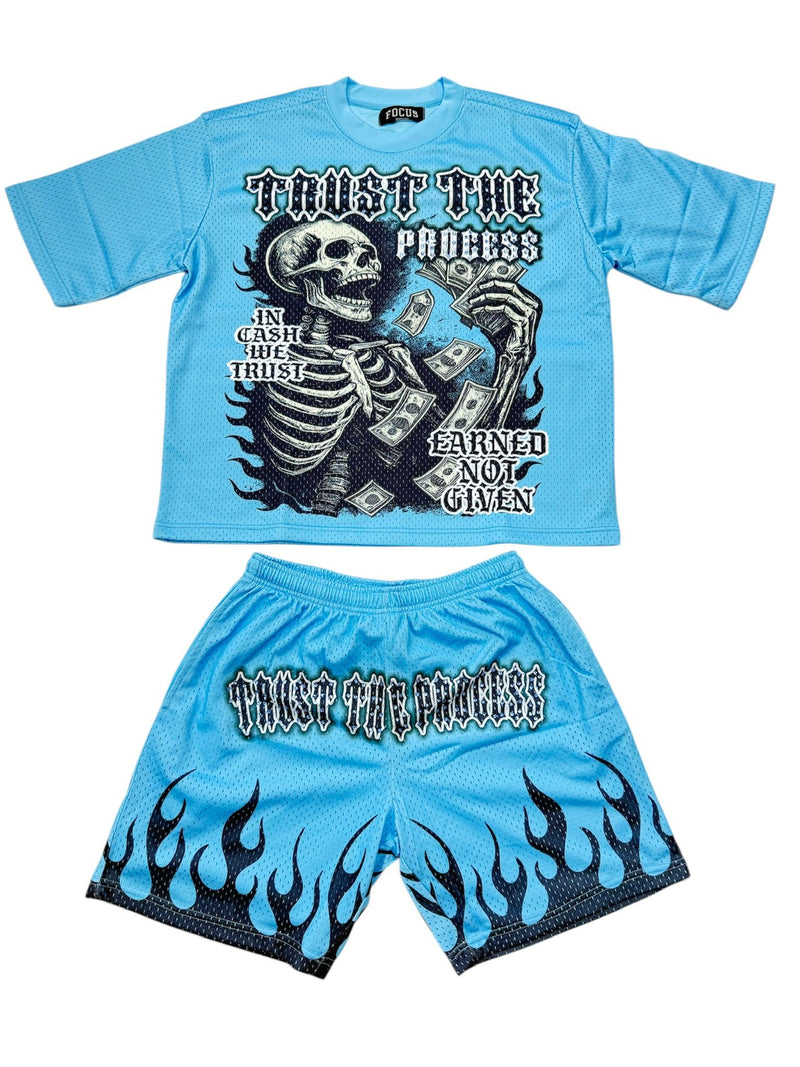 Focus Trust The Process Short Set Sky Blue
