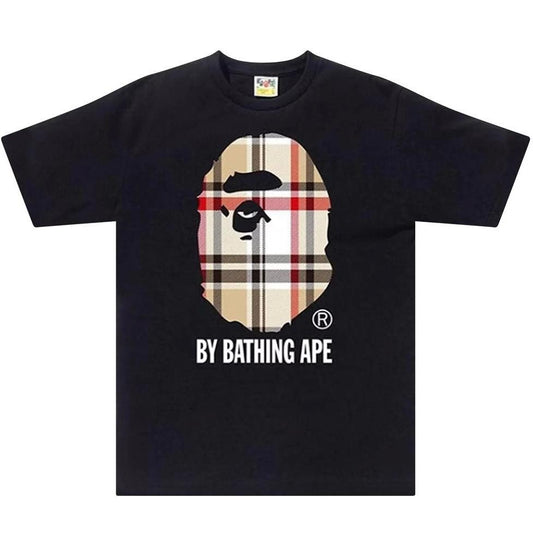 BAPE A Bathing Ape Check by Bathing Tee Black/Beige