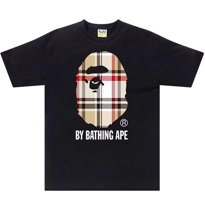 BAPE A Bathing Ape Check by Bathing Tee Black/Beige