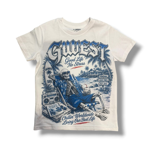 G West White Good Life No Stress T-Shirts "Kids "