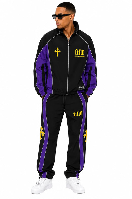 First Row Black & Purple Tracksuit