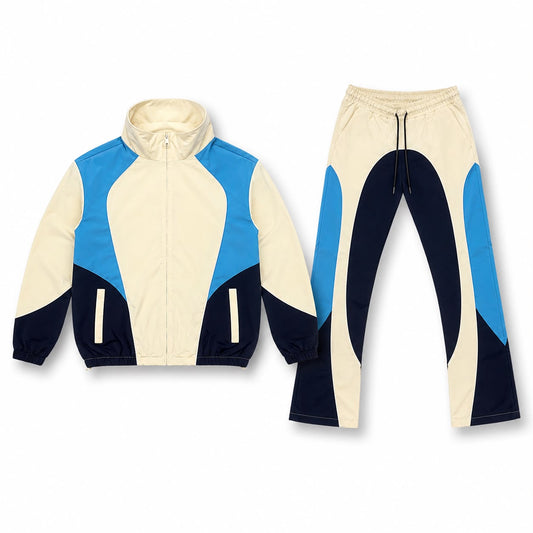 Rebel Minds Ripstop Nylon Cream/Blue  Windbreaker Set