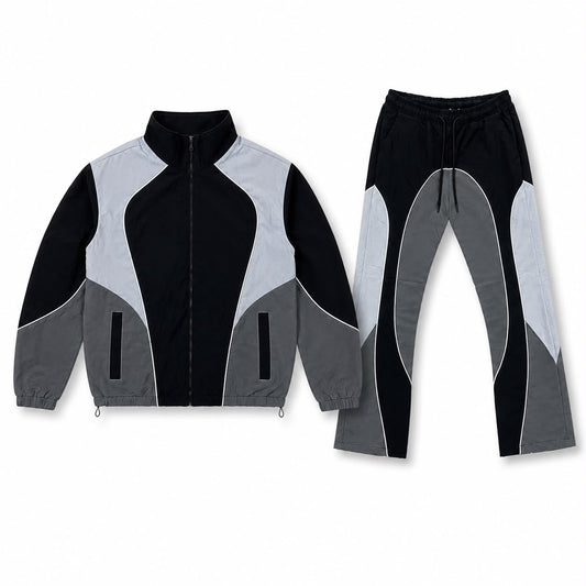 Rebel Minds Ripstop Nylon  Black/Grey Windbreaker Set