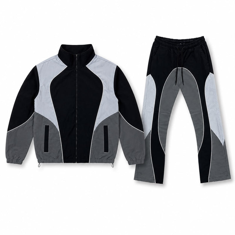 Rebel Minds Ripstop Nylon  Black/Grey Windbreaker Set