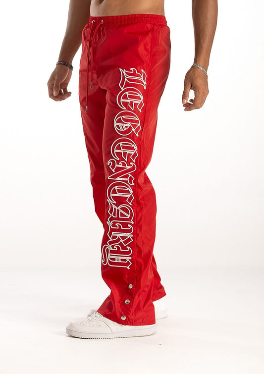 Kindred Nylon Embroidery Snap Button Pants Red