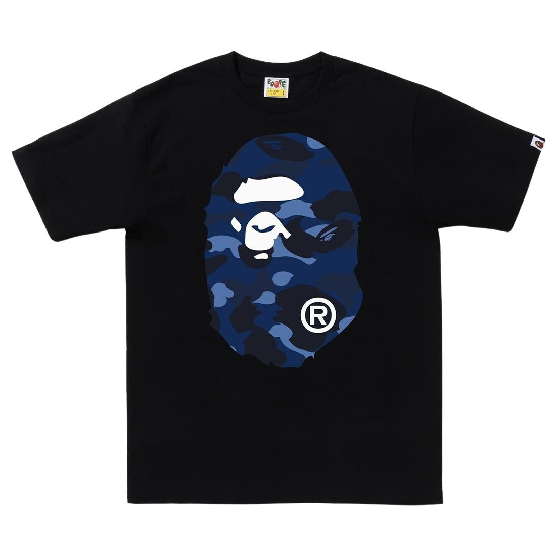 A Bathing Ape Bape “Camo Big Ape Head-Navy " Black T-Shirt