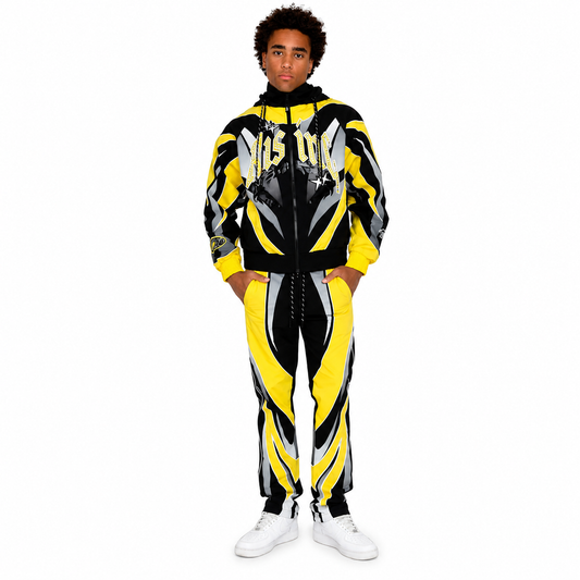 Smoke Rise Rising Colorblock Cyber Yellow Windbreaker Set