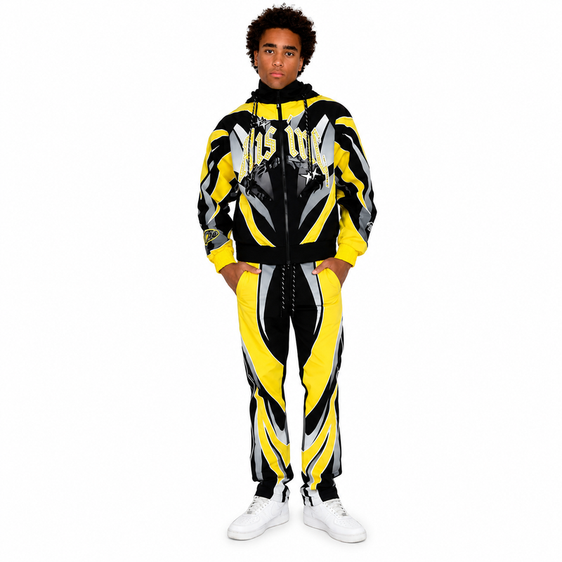 Smoke Rise Rising Colorblock Cyber Yellow Windbreaker Set